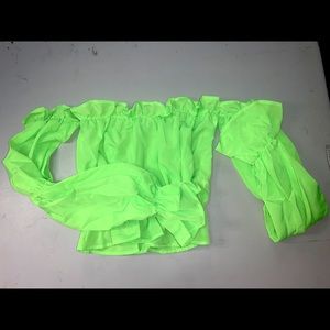 Off the Shoulder Lime Green Top
